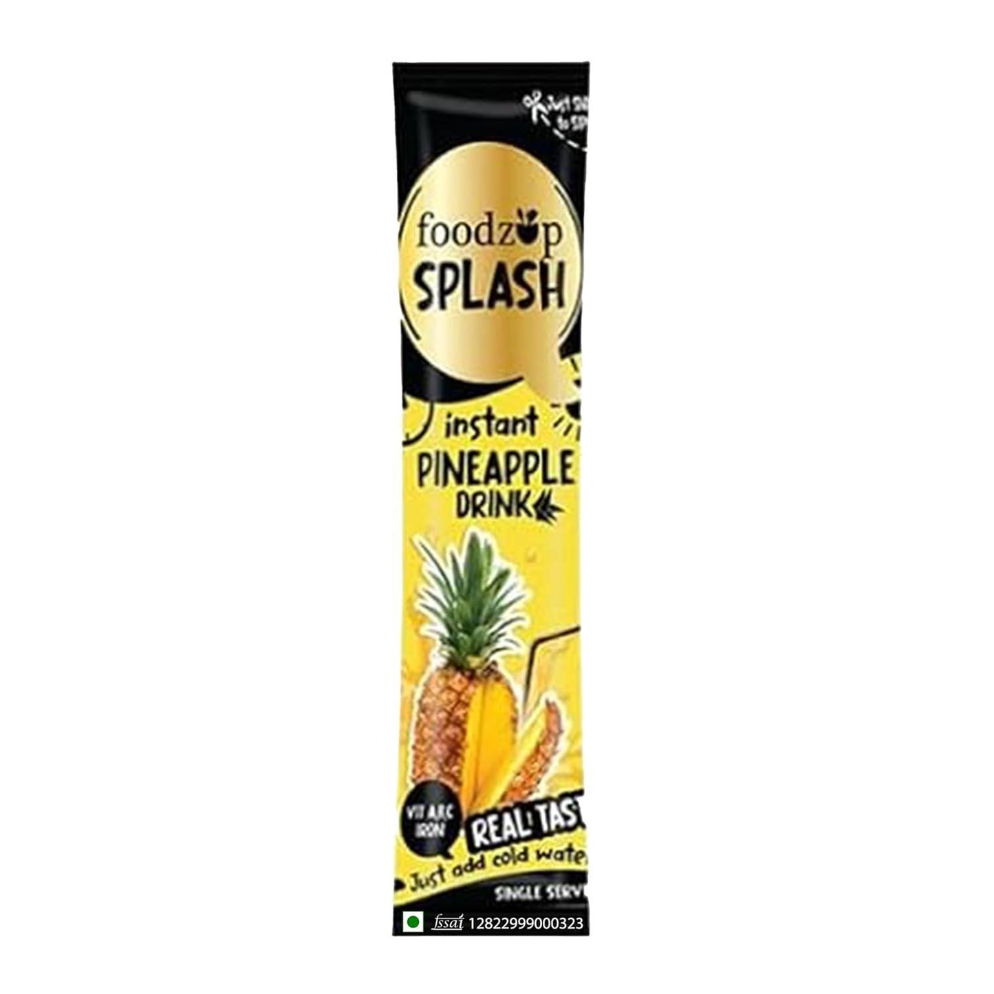 Foodzup Splash 1 Min Instant Pineapple Drink - 90 Sachets (Buy 2 Get 1 FREE, 90 Sachets Total) | Pineapple Flavours | 90 Servings | 1350g