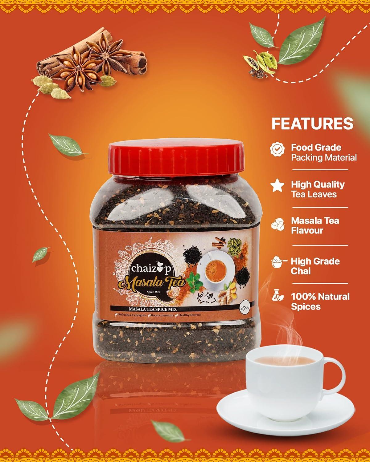 Chaizup Masala Tea - 250 Gms, Spice Mix, Real cardamom, Real cinnamon, Real clove, Real ginger