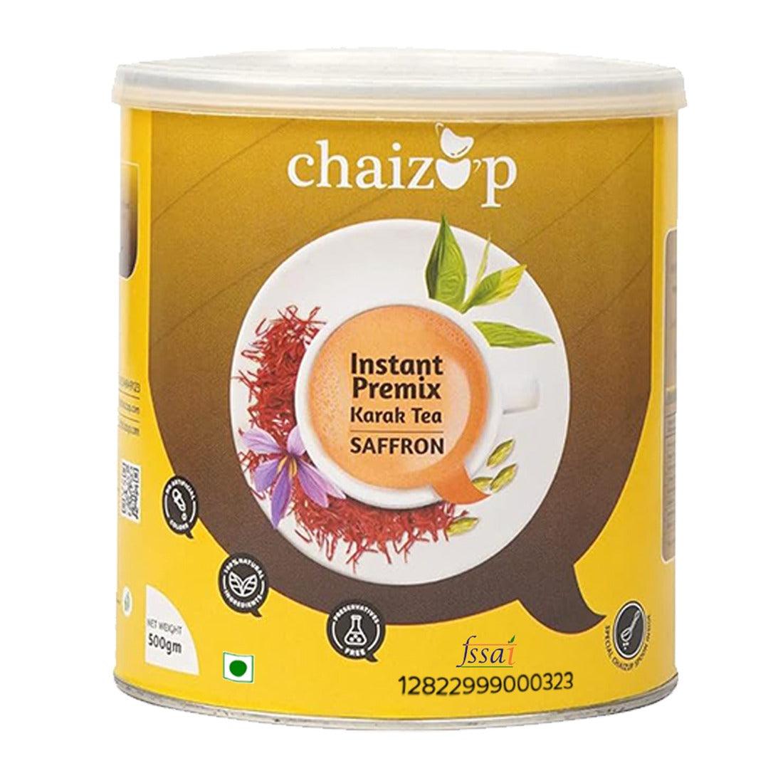 Chaizup Premium 1 Min Instant Assorted Tea Pack - 500g Cans (Pack of 3) | Masala, Ginger & Saffron Flavours | Approx. 108 Servings | 1500g