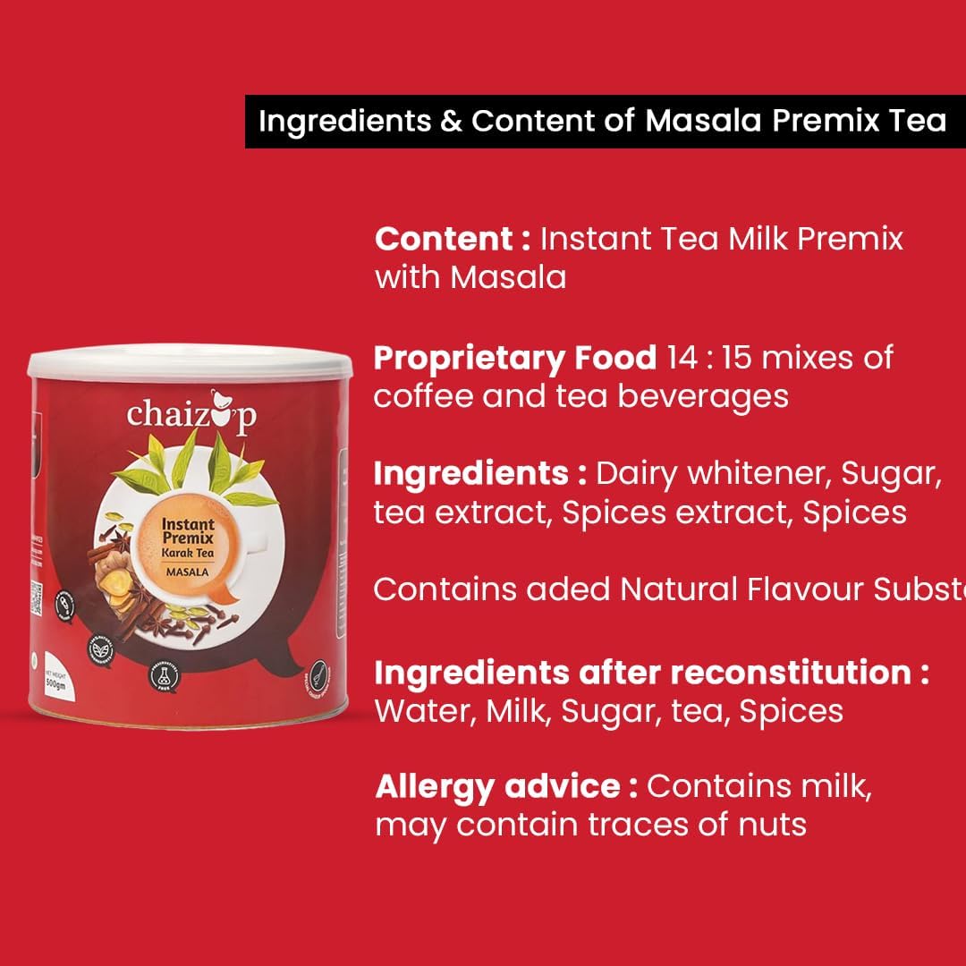 Chaizup Cardamom Instant Premix Tea - 1000 gm Can Premix Elaichi Instant Tea Kadak Tea Powder