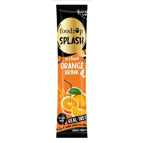 Foodzup Splash 1 Min Instant Orange Drink - 30 Sachets | Orange Flavours | 30 Servings | 450g