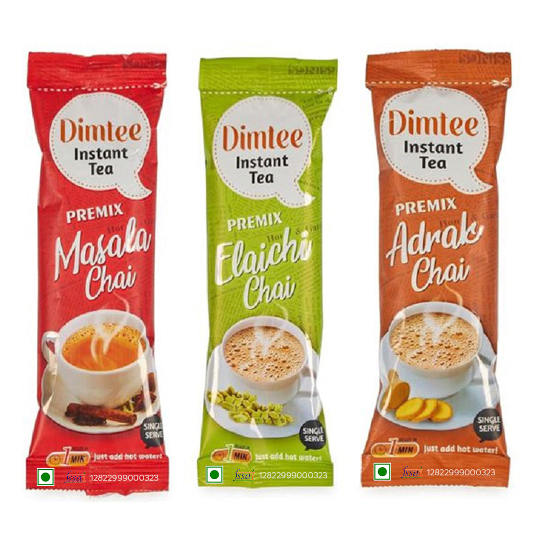 Chaizup Dimtee Instant Premix Masala + Ginger + Cardamom Tea | 12 Masala + 1 2Ginger + 12 Cardamom | Instant Premix Tea | Premix Tea Powder