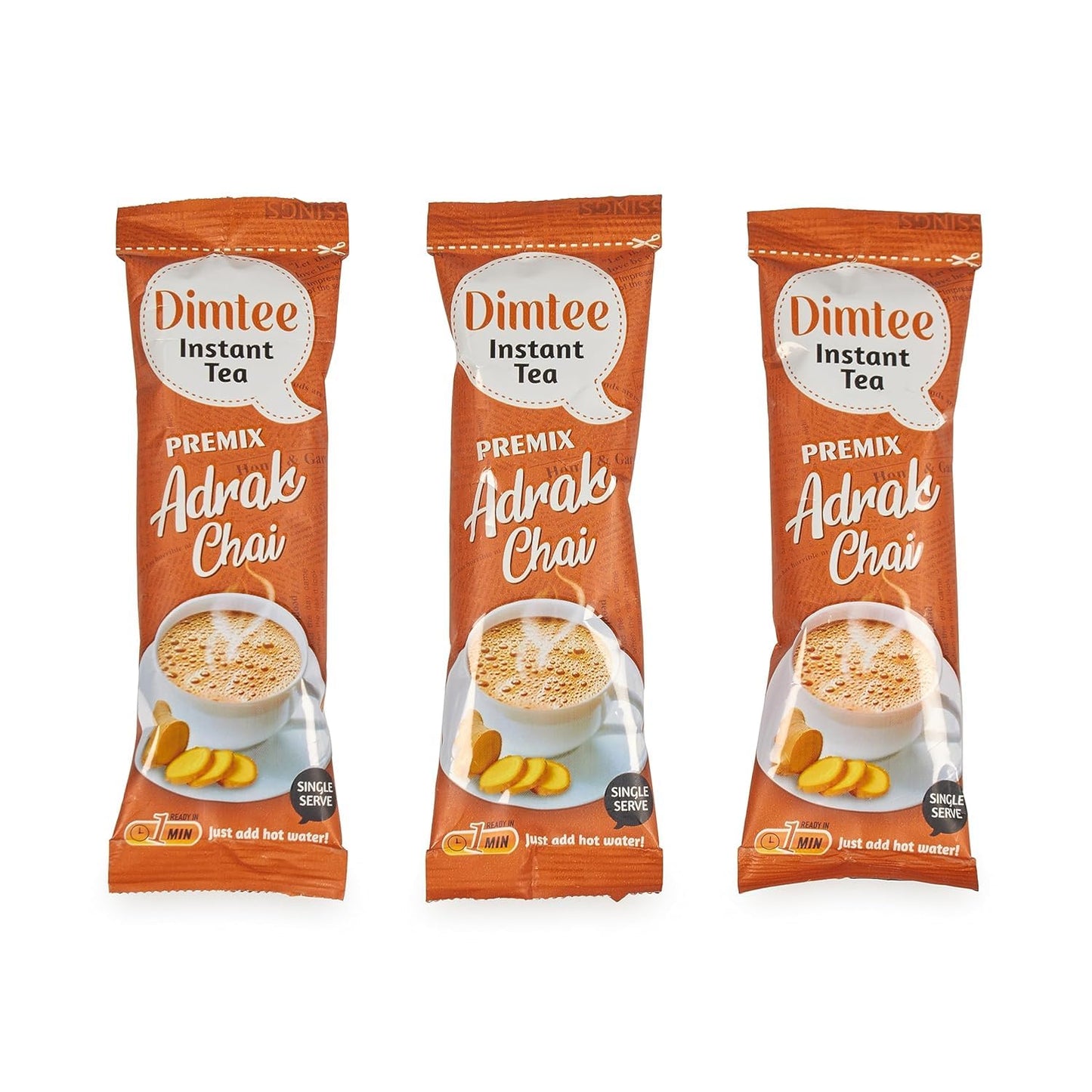 Chaizup Dimtee Premix Instant Ginger Chai 50 Sachet | 50 Serves | Instant Premix Tea | Premix Tea Powder | Ready To Drink