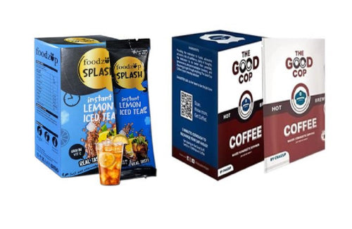 Chaizup Instant Premix The Good Cop Coffee + Lemon Iced Tea Sachets | Assorted Combo Pack Of 2 Flavours | 285 Gm | Instant Coffee And Iced Tea | Premix Coffee and Tea | Ready To Drink | 20 Sachets
