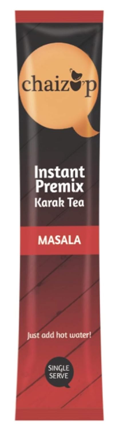 Chaizup Instant Cardamom, Ginger, Saffron and Masala Premix Tea - Karak Ready to Drink Chai with, Aromatic and Flavored Tea, Masala Tea Powder, Pack of 4 X 10 Sachets