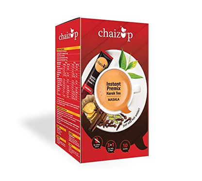 Chaizup Premium 1 Min Instant Assorted Tea Pack - 20 Sachets | Cardamom & Masala Flavours | 20 Servings | 2 Packs (10 Flavours Each) | 280g