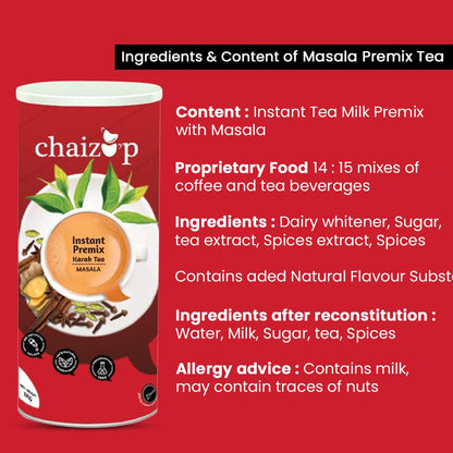 Chaizup Premium 1 Min Instant Masala Tea Premix - 1kg Cans (Pack of 2) | Masala Flavours | Approx. 143 Servings | 2kg