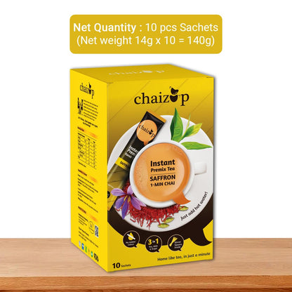 Chaizup Premium 1 Min Instant Assorted Tea Pack - 20 Sachets | Cardamom & Saffron Flavours | 20 Servings | 2 Packs (10 Flavours Each) | 280g