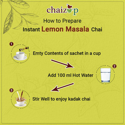 Chaizup Daily Instant Premix Lemon Masala Tea 36 Sachets | Instant Premix Tea | Premix Tea Powder