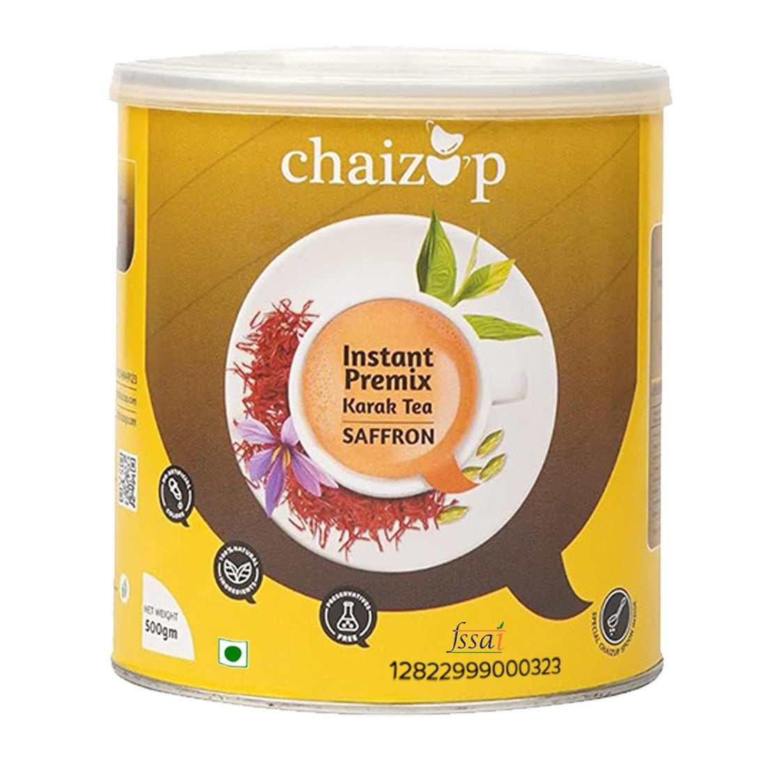 Chaizup Instant Premix Ginger + Cardamom + Saffron Tea Can | Assorted Combo Pack Of 3 Flavors | 500gm x 3 Can | 1500 Gm | Premix Chai Powder