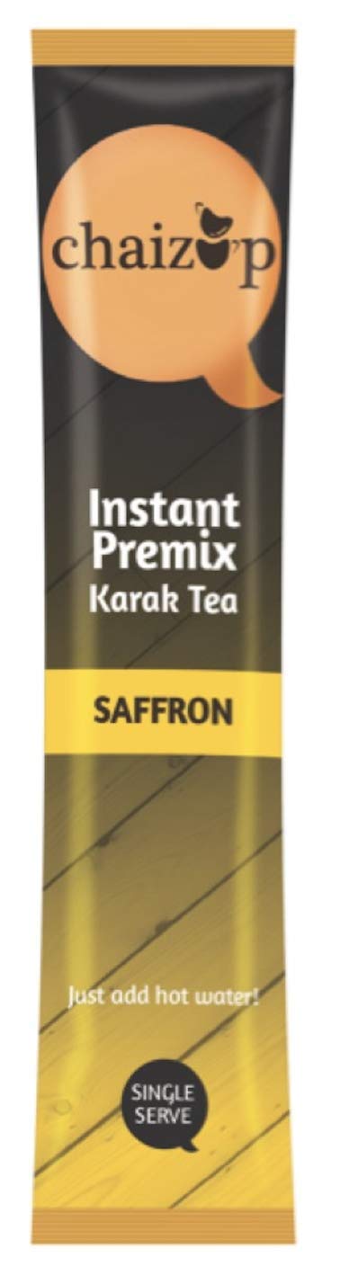 Chaizup Instant Cardamom, Ginger, Saffron and Masala Premix Tea - Karak Ready to Drink Chai with, Aromatic and Flavored Tea, Masala Tea Powder, Pack of 4 X 10 Sachets