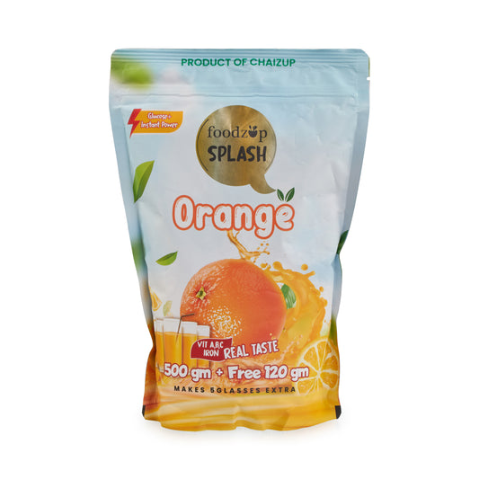 Foodzup Refreshing Instant Orange Premix Energy Drink - 500g Pouch with 120g Extra Instant Energy Drink Mango Flavour