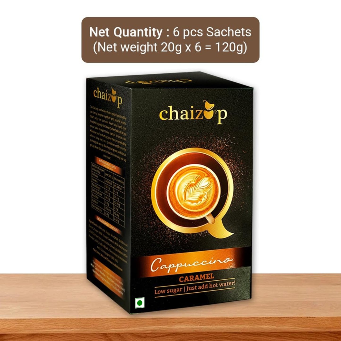 Chaizup Instant Premix Premium Cappuccino + Caramel Coffee Packs | Assorted Combo Pack Of 2 Flavours | 20gm x 12 Sachets | 240 GM | Instant Premix Coffee | Premix Coffee Powder | Ready To Drink