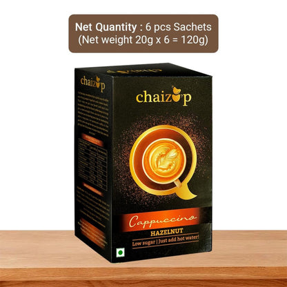 Chaizup Instant Premix Premium Cappuccino + Hazelnut Coffee Packs | Assorted Combo Pack Of 2 Flavours | 20gm x 12 Sachets | 240 GM | Instant Premix Coffee Powder | Instant Coffee Premix