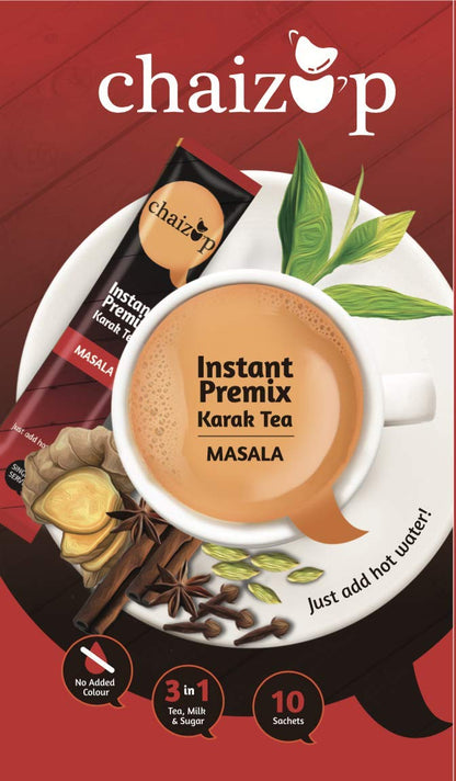 Chaizup Instant Premix Masala Chai | 30 Sachets - 30 Serves | 3 Mono Box | Instant Premix Tea | Premix Tea Powder | Ready To Drink