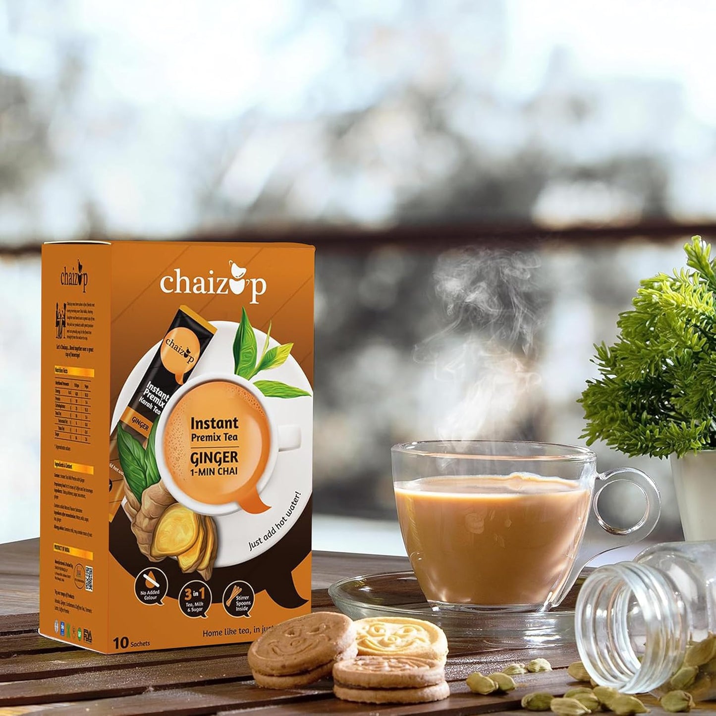 Chaizup Premium 1 Min Instant Assorted Tea Pack - 20 Sachets | Ginger & Masala Flavors | 20 Servings | 2 Packs (10 Flavours Each) | 280g