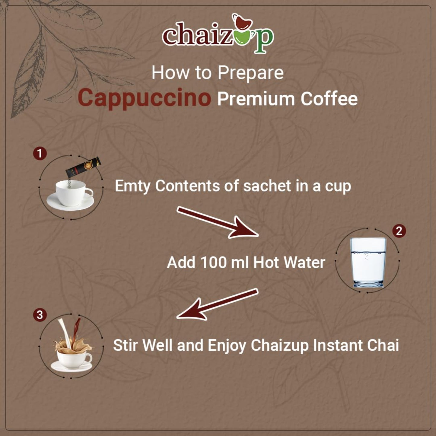 Chaizup Instant Premix Premium Cappuccino + Hazelnut Coffee Packs | Assorted Combo Pack Of 2 Flavours | 20gm x 12 Sachets | 240 GM | Instant Premix Coffee Powder | Instant Coffee Premix