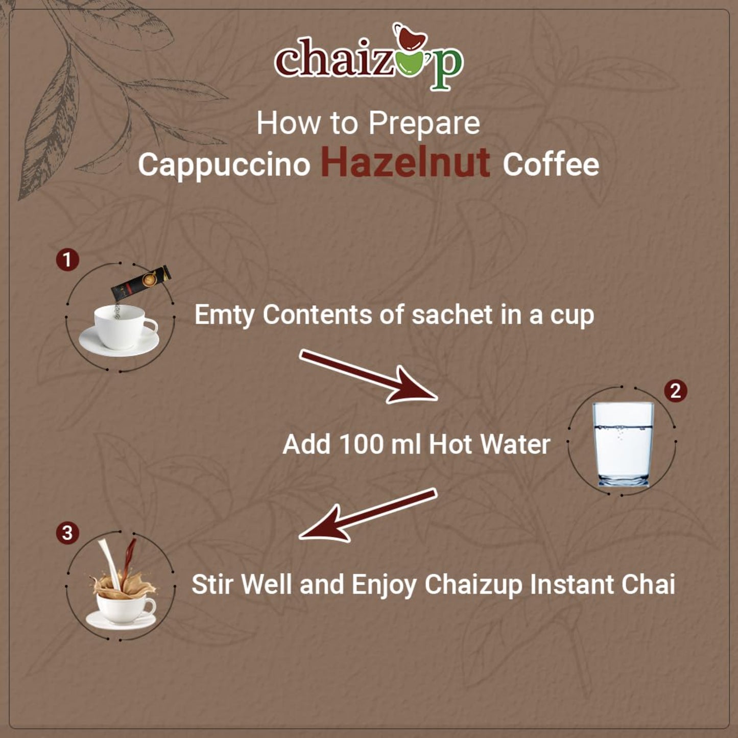 Chaizup Instant Premix Premium Cappuccino + Hazelnut Coffee Packs | Assorted Combo Pack Of 2 Flavours | 20gm x 12 Sachets | 240 GM | Instant Premix Coffee Powder | Instant Coffee Premix