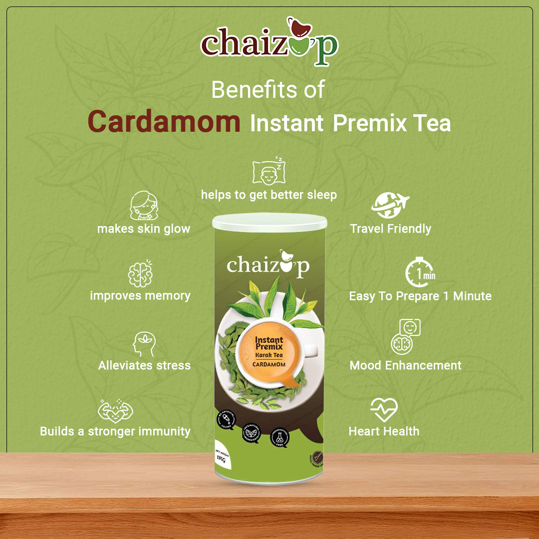 Chaizup Cardamom Instant Premix Tea - 1000 gm Can Premix Elaichi Instant Tea Kadak Tea Powder