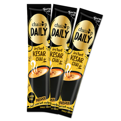 Chaizup Daily 1 Min Kesar Chai - Instant Premix Kesar chai- 30 Single Serves | 30 Sachets |Premix tea Powder Mix, Instant Premix Saffron Tea…