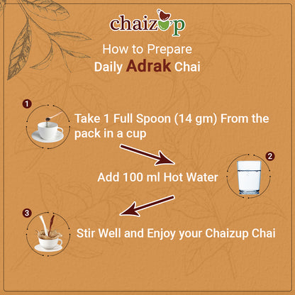 Chaizup Daily 1 Min Chai - Ginger Flavour - 1 kg polybag, Adrak Tea, Easy to Make Instant Tea, Home Like Tea, Aromatic and Flavoured, (Ginger, 1 kg)