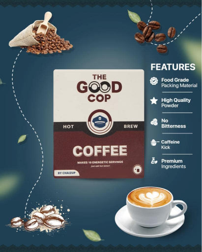 Chaizup Instant Premix The Good Cop Coffee + Lemon Iced Tea Sachets | Assorted Combo Pack Of 2 Flavours | 285 Gm | Instant Coffee And Iced Tea | Premix Coffee and Tea | Ready To Drink | 20 Sachets