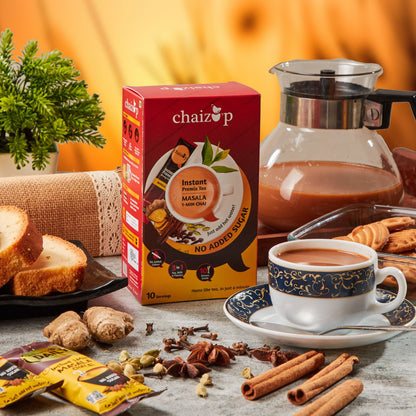 Chaizup Instant Masala Tea Premix, NO SUGAR, 90 Gm, 10 Sachets of 9gm Each Premix Tea Instant Premix Masala Tea