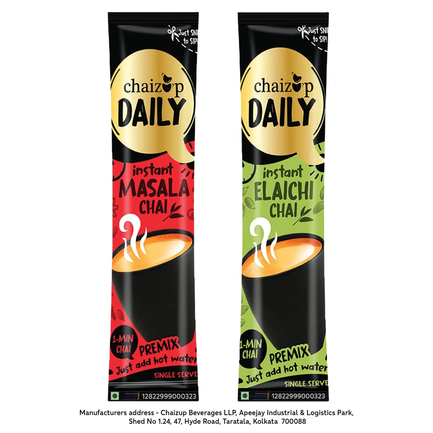 Chaizup Daily Instant Premix Masala + Cardamom Tea | 20 Masala + 20 Cardamom | Instant Premix Tea | Premix Tea Powder