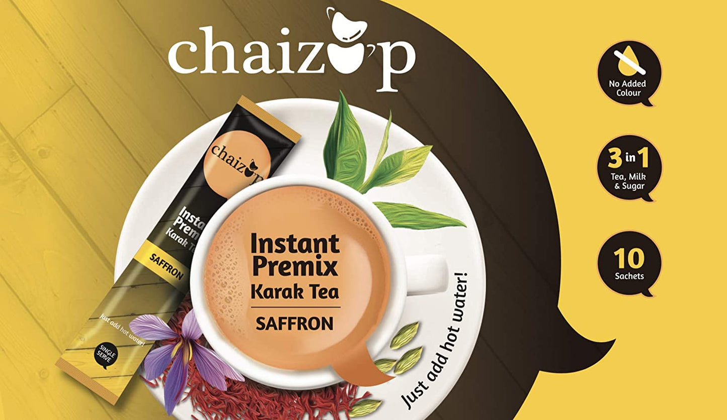 Instant Saffron Premix Tea (10 Sachets) - Chaizup